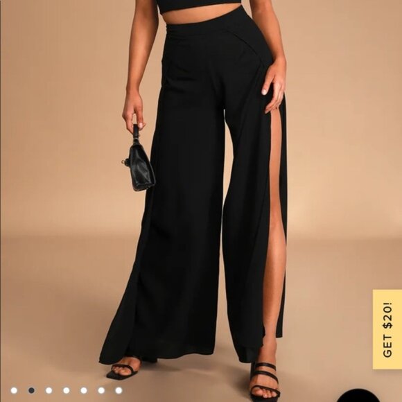 Lulus Pants - Lulus Tulip Wrap Palazzo Pants Size L High Rise Wide Leg Split Leg